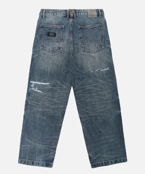 Destroyed Mid Washing Denim Pants_Blue