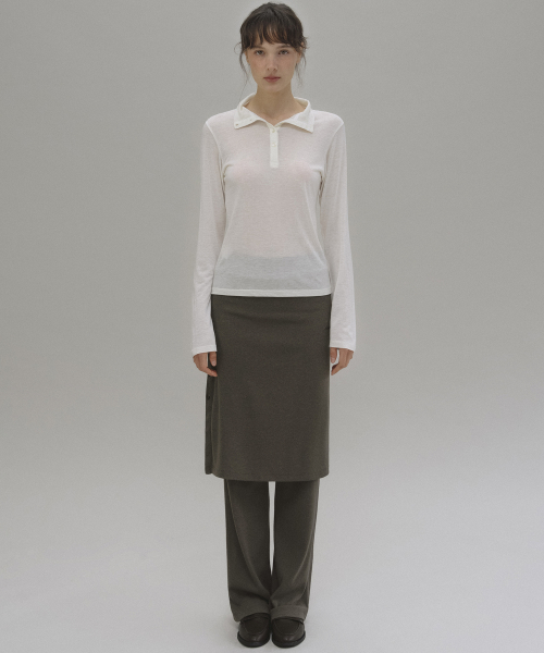 Naia layered skirt pants (brown)