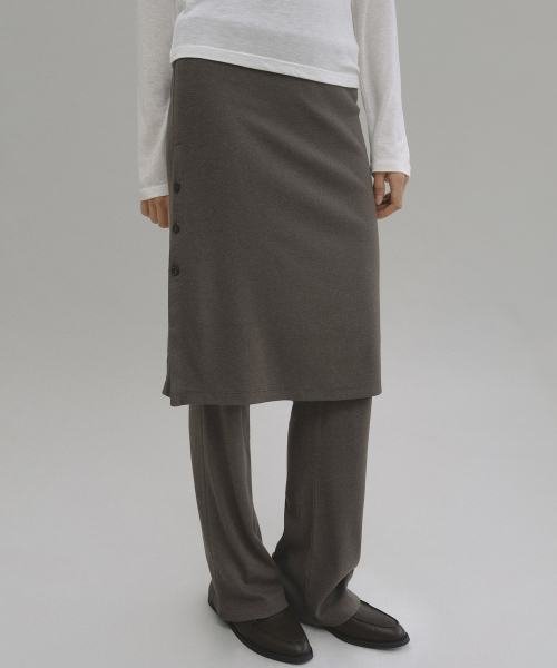 Naia layered skirt pants (brown)