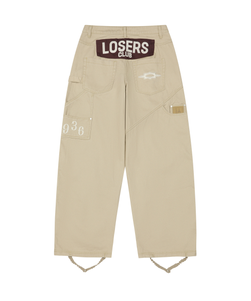 LSC DOUBLE KNEE DAMAGE CARPENTER WIDE COTTON PANT BEIGE