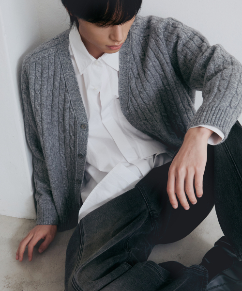 Укороченный кардиган фактурной вязки, Grey