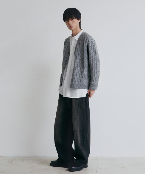 Укороченный кардиган фактурной вязки, Grey