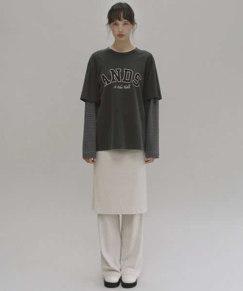 Naia layered skirt pants (oatmeal melange)