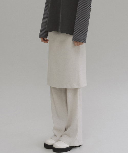 Naia layered skirt pants (oatmeal melange)