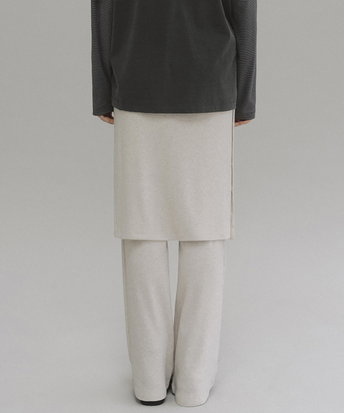 Naia layered skirt pants (oatmeal melange)
