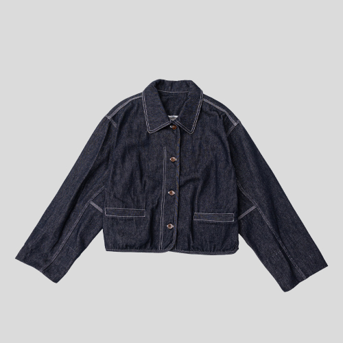 PM_Lattice cuff denim jacket_BLACK