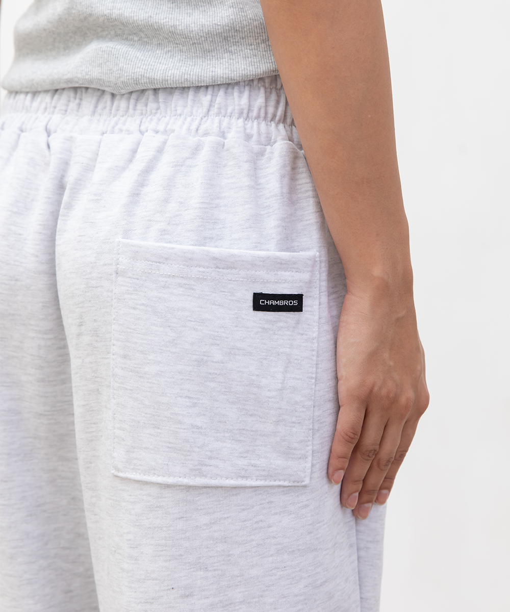 point logo pintuck wide sweat pants[white merange]