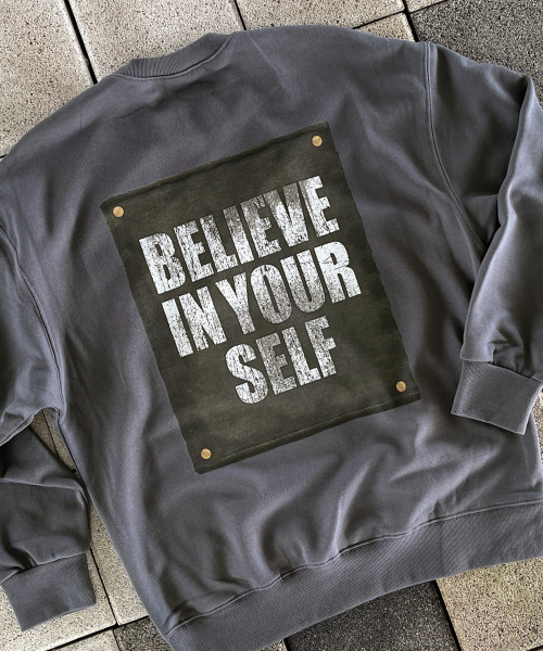 Свитшот с графическим патчем BELIEVE IN YOURSELF (Charcoal)