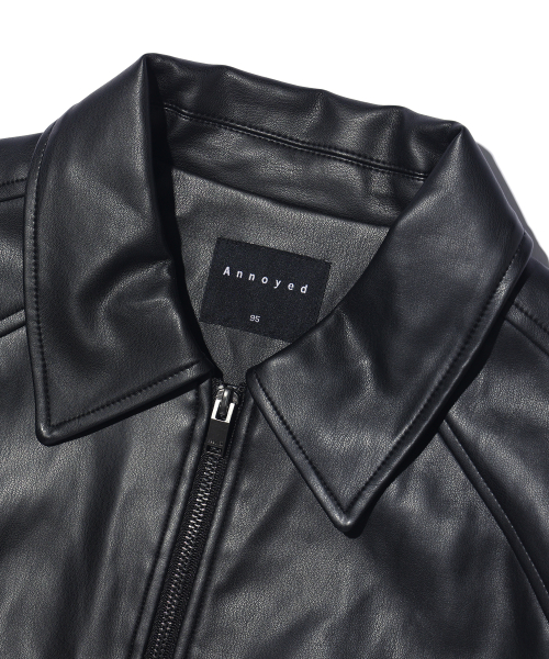 Кожаный блузон с воротником LQ1JU018_Black