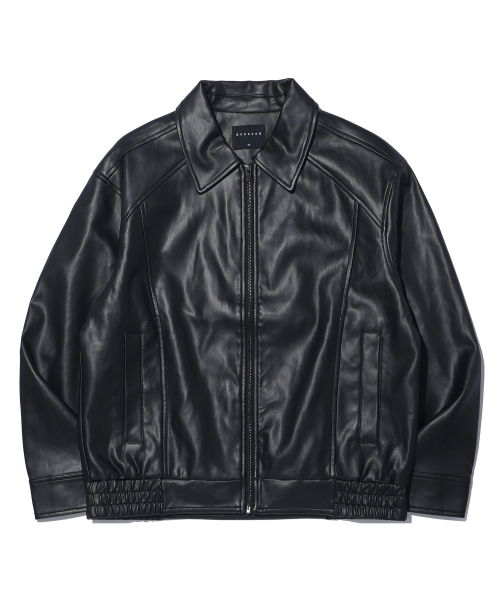 Кожаный блузон с воротником LQ1JU018_Black