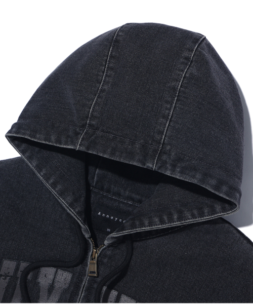 Джинсовый пуховик на молнии LQ1JU024_BLACK