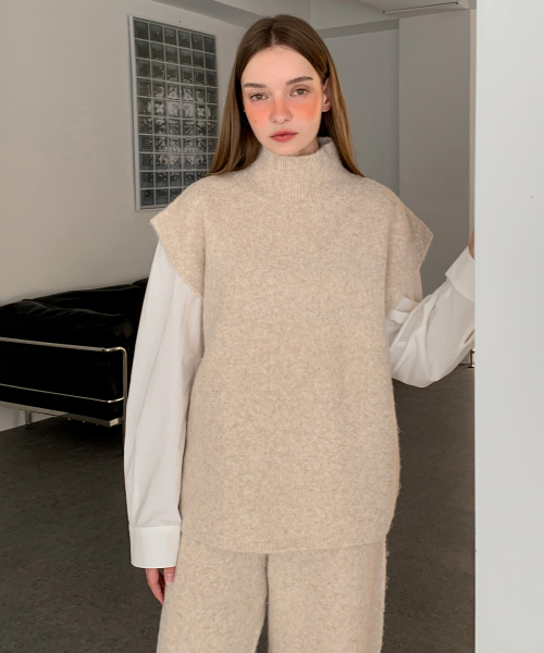 [SET] Ronnie High-neck Top+Wide Pants Knit Set-up (3colors)