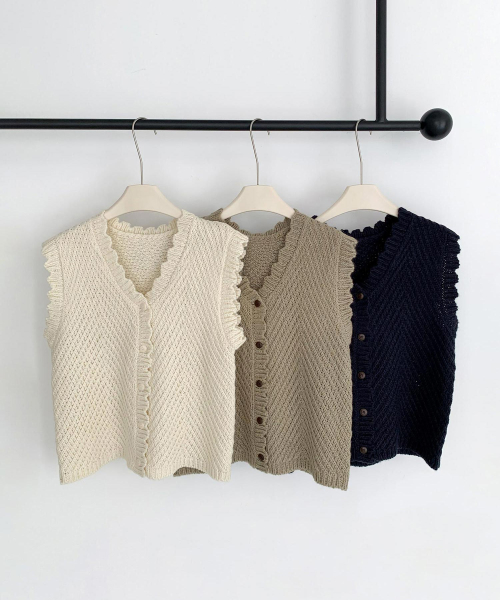 Wave Knit Open Vest (3colors)