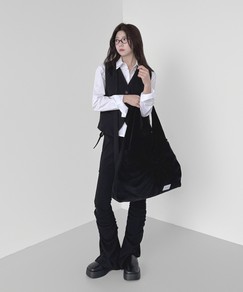 Corduroy Dewy Ribbon Large Bobo Shoulder Bag _ Musinsa издание [чёрный]