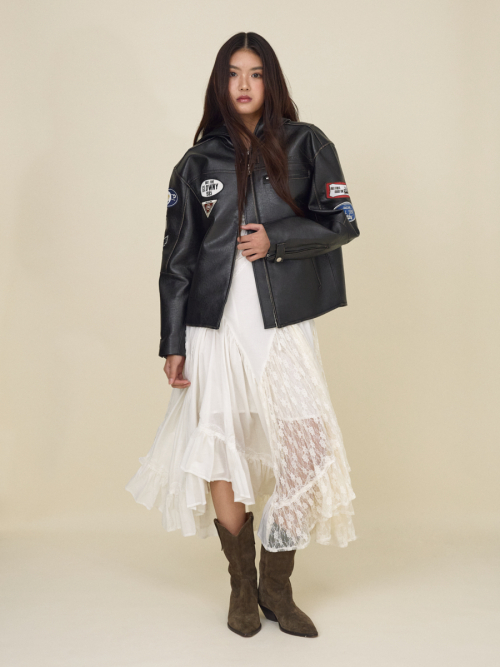 RACER HOODED кожа куртка (чёрный)