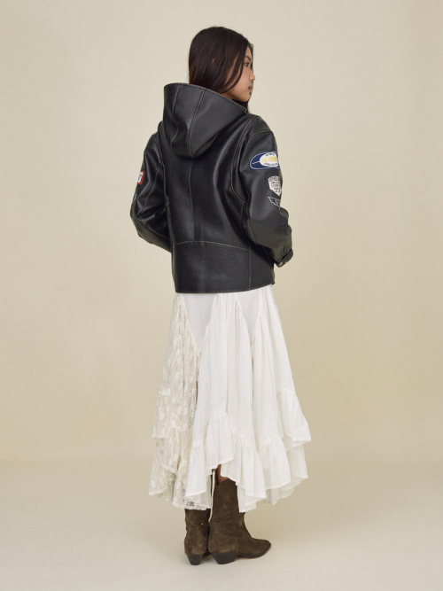 RACER HOODED кожа куртка (чёрный)