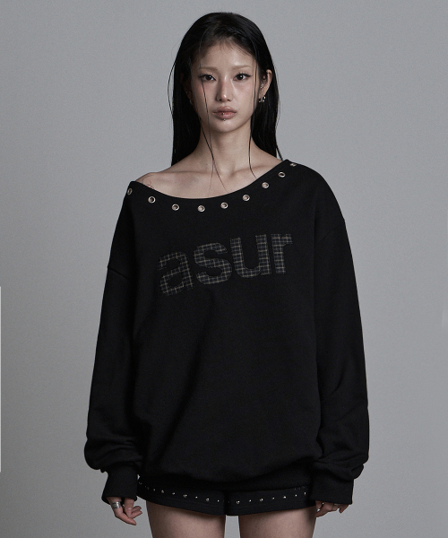 Свитшот AU на одно плечо с вырезом лодочкой, black