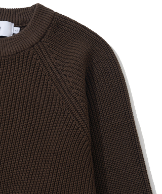 KNITTED [ニティドXファッションプラネット] コットンワッフルラウンドニット ブラウン 画像 4