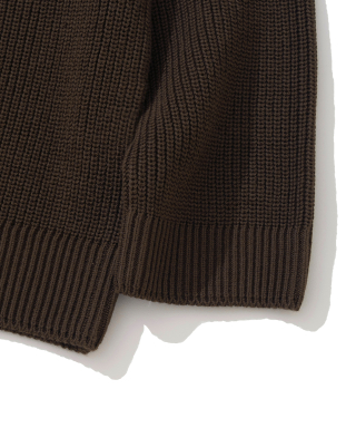 KNITTED [ニティドXファッションプラネット] コットンワッフルラウンドニット ブラウン 画像 5