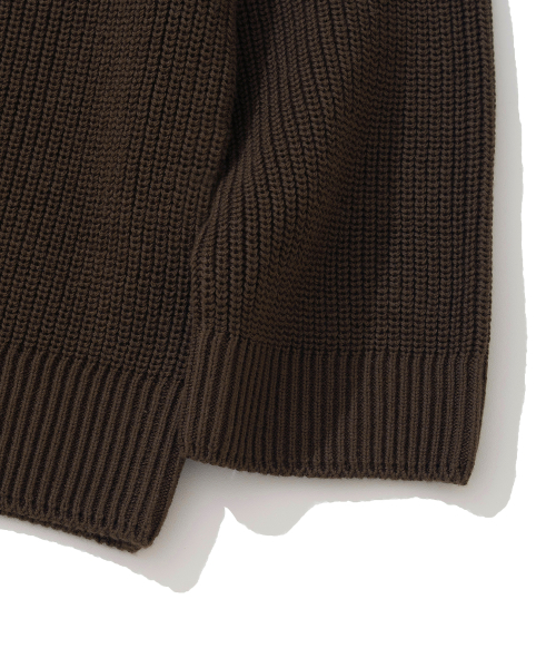 KNITTED [ニティドXファッションプラネット] コットンワッフルラウンドニット ブラウン 画像 5