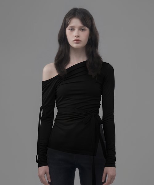 Double Ribbon Sheer Top - чёрный