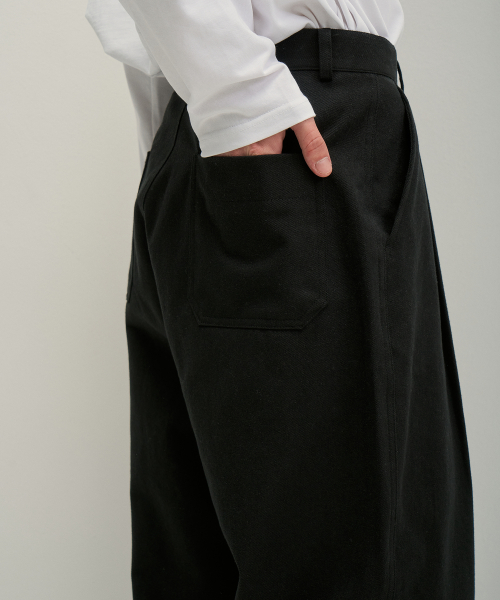 Широкие хлопковые брюки с двумя складками [Black]