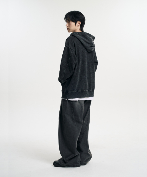 Винтажные широкие джинсы с защипами, Washed Black