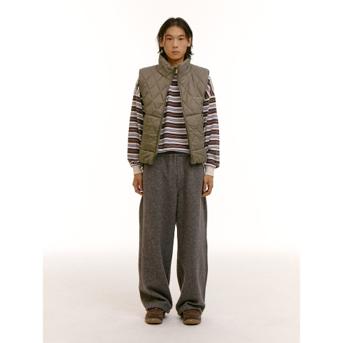 (UNISEX) оверсайз дутый жилет Olive