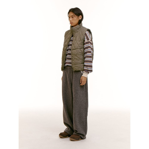 (UNISEX) оверсайз дутый жилет Olive