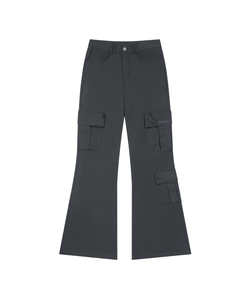 Cargo карман хлопок Bootcut штаны - CHARCOAL