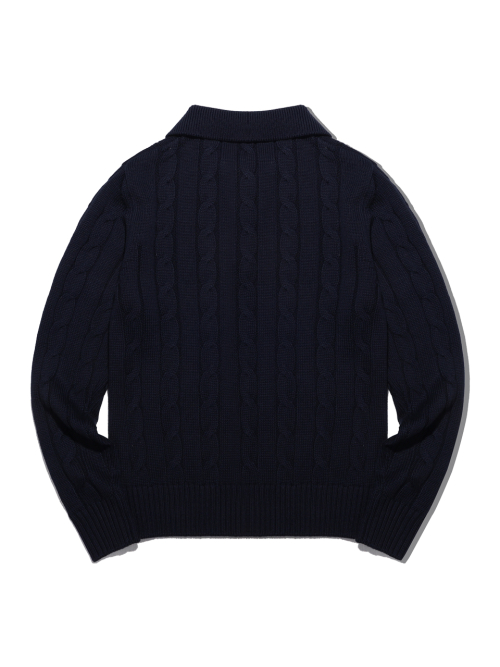 Женский трикотажный кардиган с воротником-кабелем [NAVY]