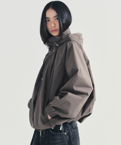 BALLOON SHIRRING капюшон JACKET_CHARCOAL