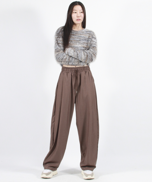 STRIPE CHICANO широкий ONE-TUCK штаны -коричневый