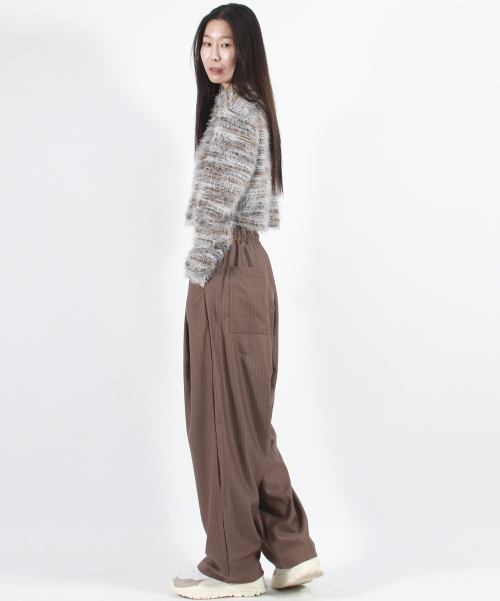 STRIPE CHICANO широкий ONE-TUCK штаны -коричневый