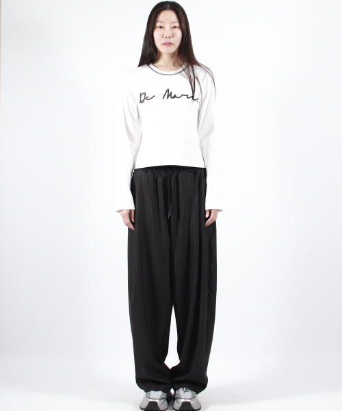 STRIPE CHICANO широкий ONE-TUCK штаны - deep charcoal