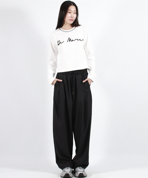 STRIPE CHICANO широкий ONE-TUCK штаны - deep charcoal