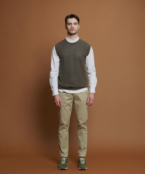Вязаный жилет-вафля из хлопка цвета Khaki