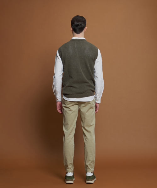 Вязаный жилет-вафля из хлопка цвета Khaki