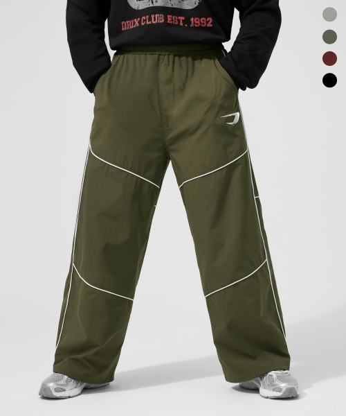 Широкие брюки TPU с металлическим лого и кантом_4color