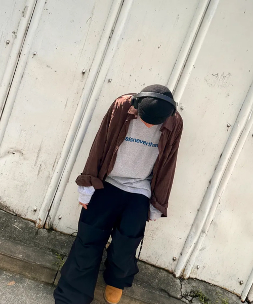 винтаж Overfit Grunge Check рубашка коричневый