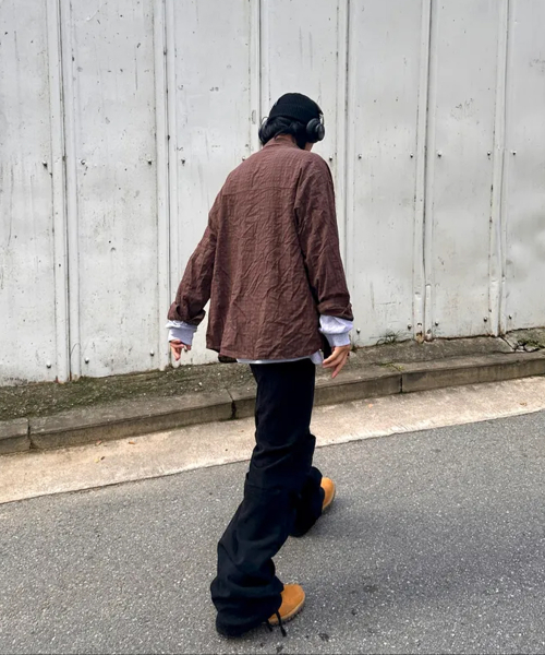 винтаж Overfit Grunge Check рубашка коричневый