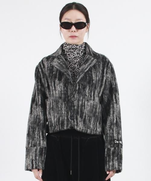 TAILORED MEDIUM укороченный куртка (OMBRE шерсть) - чёрный