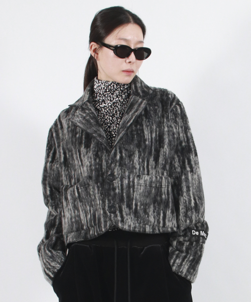 TAILORED MEDIUM укороченный куртка (OMBRE шерсть) - чёрный