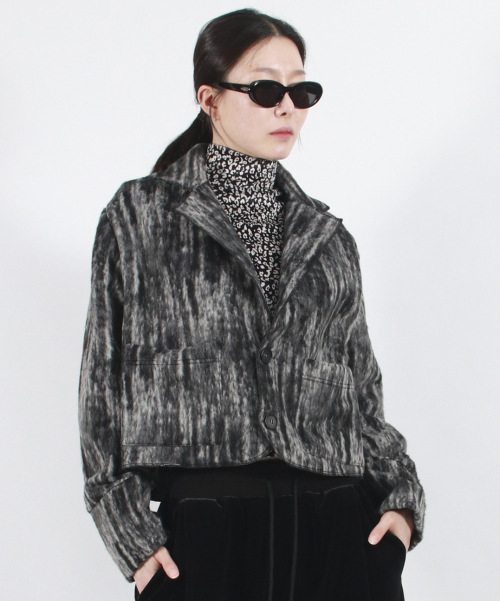 TAILORED MEDIUM укороченный куртка (OMBRE шерсть) - чёрный