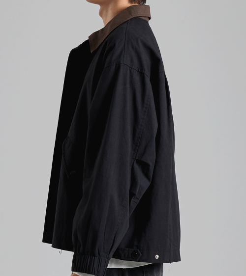 Рабочая куртка из хлопка с контрастным воротником (Black)