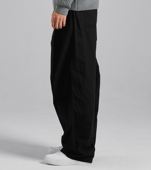 Хлопковые брюки на резинке с защипами (Black)
