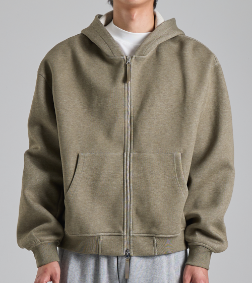 Хлопковое худи на двухсторонней молнии (Khaki)