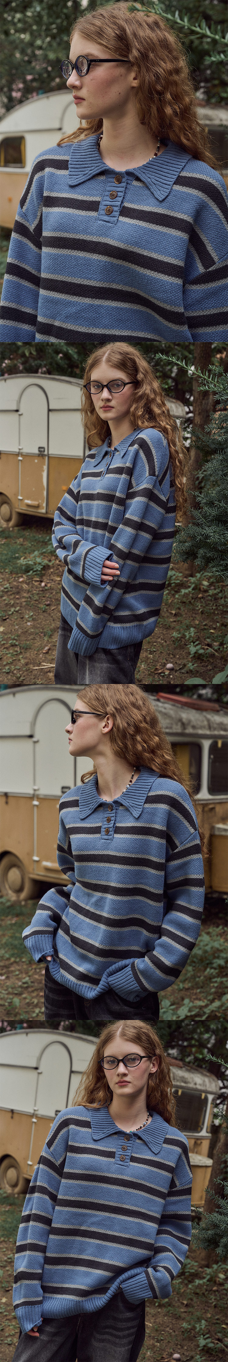 STRIPE RUGBY KNIT - 2 COLORS BLUE
