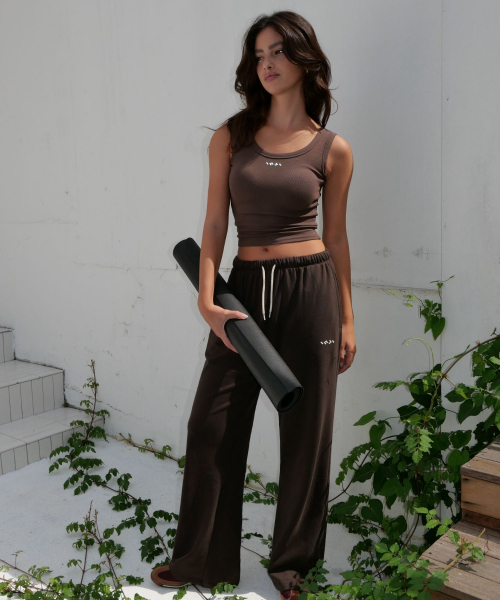 Scoop Ribbed Tank коричневый