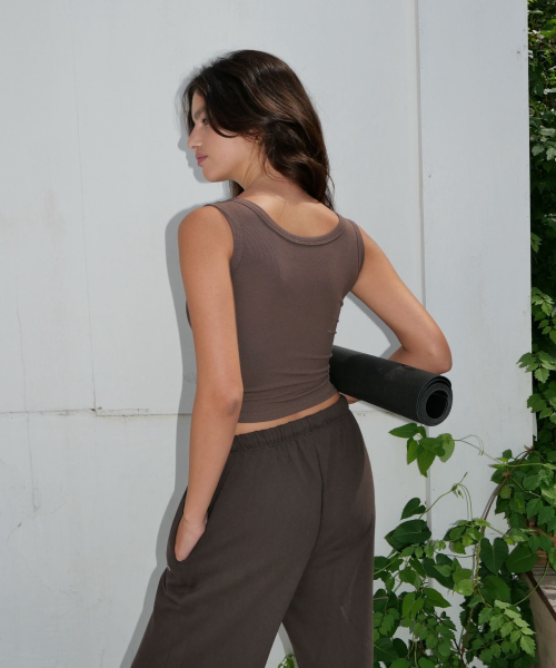 Scoop Ribbed Tank коричневый